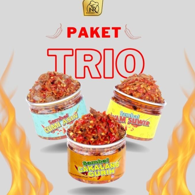 

PAKET TRIO SAMBAL NORIBET AYAM SUWIR - CUMI ASIN - CAKALANG GURIH GM