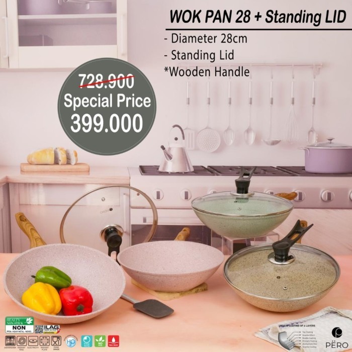 PERO WOK PAN 28CM + STANDING LID