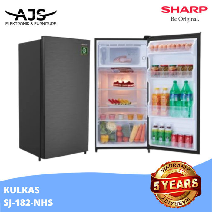 KULKAS 1 PINTU SHARP 182 N HS RAK KACA TINGGI 120CM 166 LITER HITAM