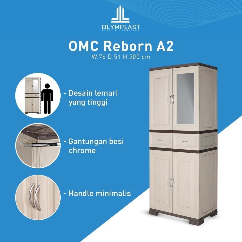LEMARI PAKAIAN 2 PINTU - LEMARI PAKAIAN PLASTIK - LEMARI ANTI RAYAP - OMC REBORN A2
