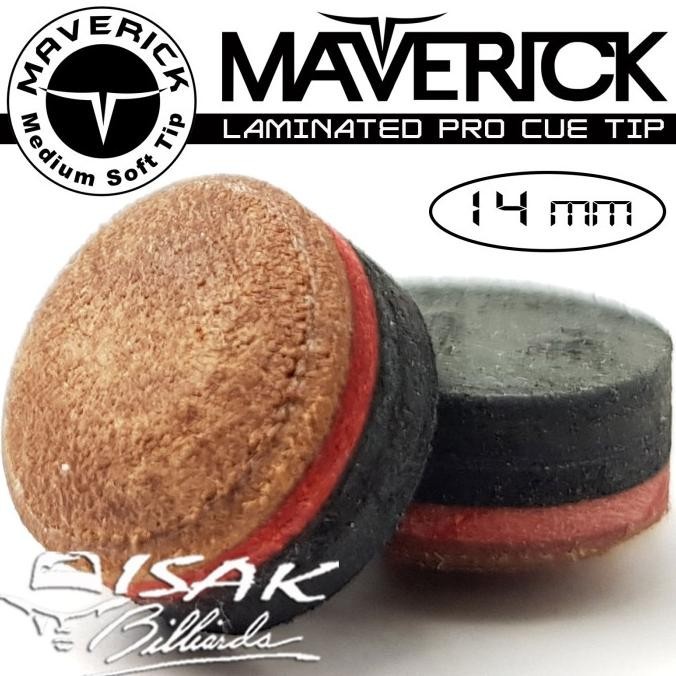 PROMO MAVERICK PRO CUE TIP - 14 MM MEDIUM SOFT - BILLIARD STIK STICK BILIAR GARANSI