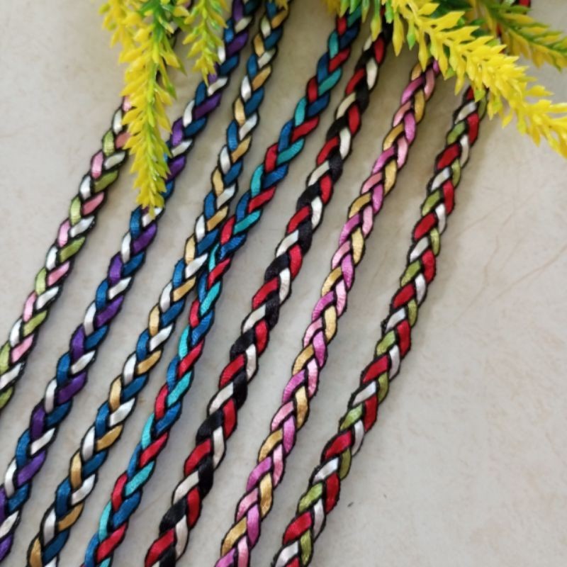 Tali Gelang Pipih Motif 1 Meter Tali Kepang Warna Gradasi