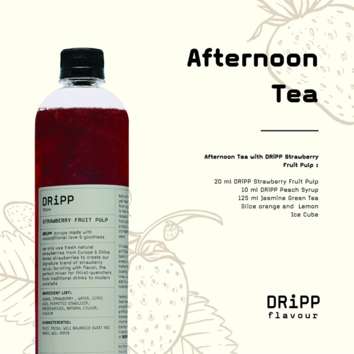 

Dripp Syrup Strawberry Fruit Pulp 760 ML - Rasa Strawberry 760 ML