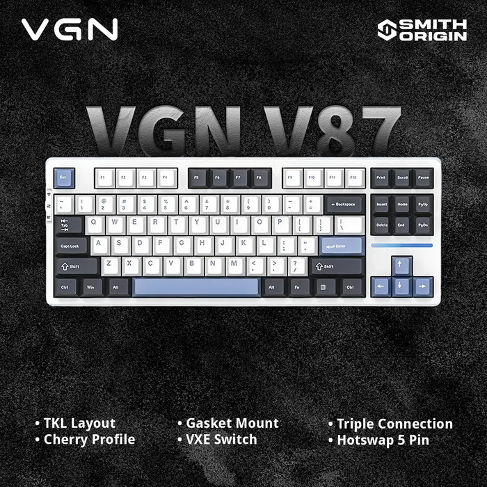 VGN V87 Tri-Mode Gasket Mount Hotswappable Mechanical Keyboard