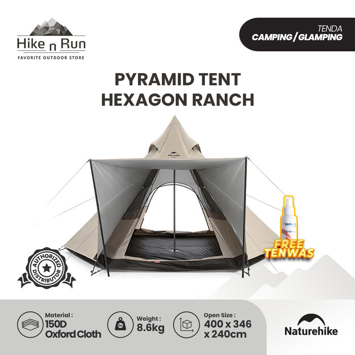 Tenda Camping Naturehike NH20ZP013 Pyramid Tent Hexagon Ranch