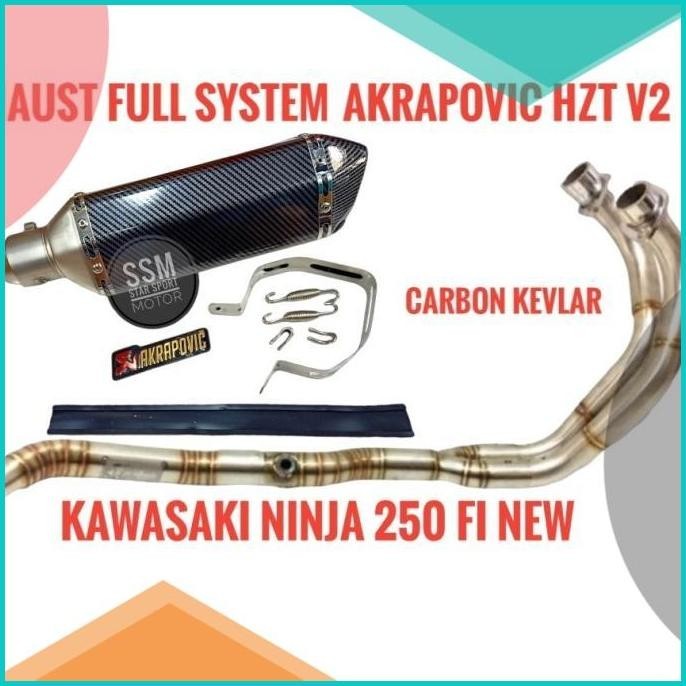 KNALPOT FULL SYSTEM AKRAPOVIC HZT V2 KARBON DB KILLER NINJA 250 FI NEW