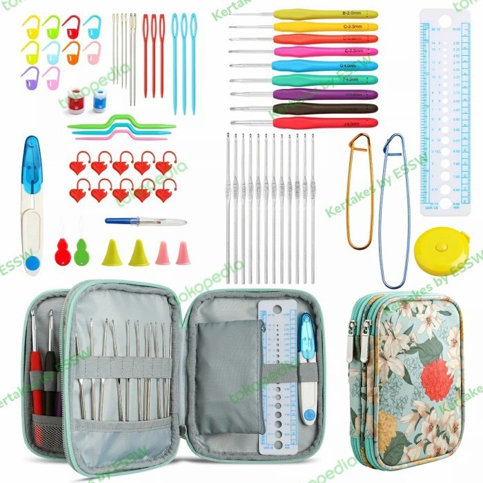 

Paket Lengkap Alat rajut / Crochet Kit Full Set / Perlengkapan Merajut