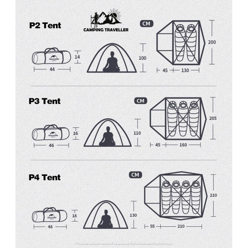 Tenda Naturehike 3P Nh18Z033-P Camping Tent Ultralht