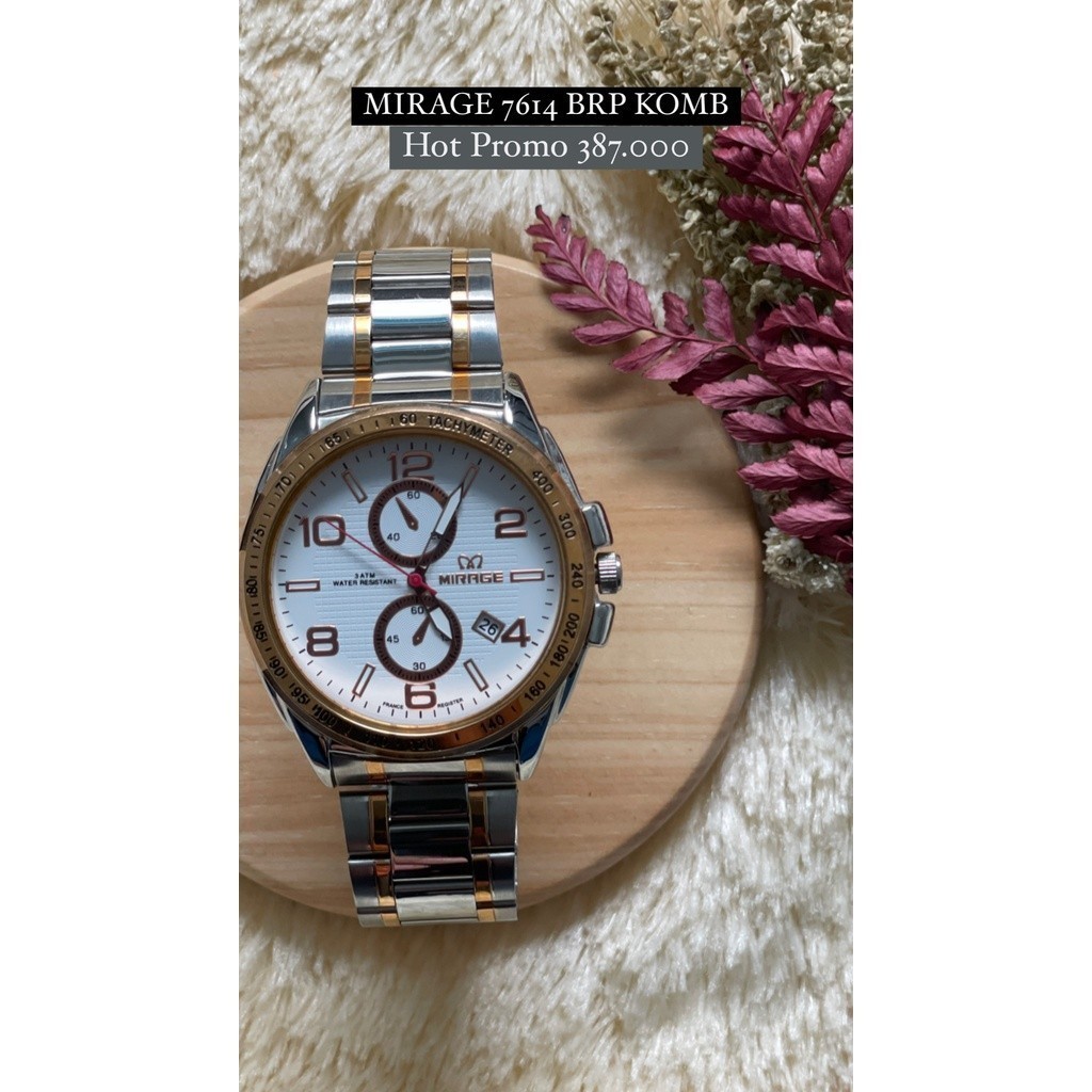 Jam Tangan Mirage Pria 7614 BRP KOMB RoseGold TGL M Original Garansi Resmi