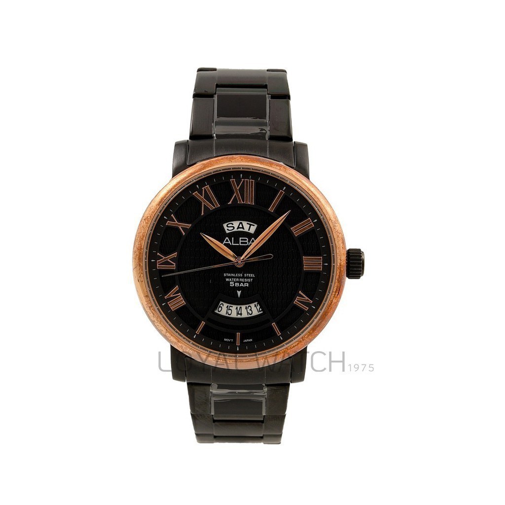 Jam Tangan Alba Pria AV3172 Hitam RoseGold Original Garansi Resmi