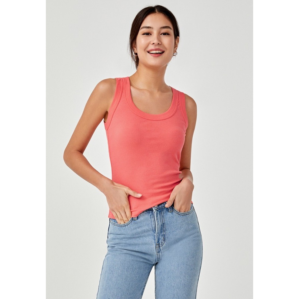 Madalynn Scoop Neck Tank Top - Coral