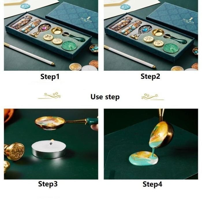 

Retro Seal Wax Set/Sealing Wax Stamp Kit/Stempel Lilin Set Berkualitas