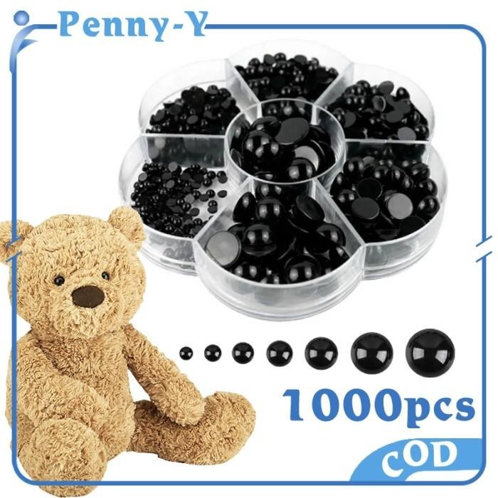 1000pcs Mata Boneka Hitam / Mata Boneka Tempel / Mata Boneka Beruang Berkualitas