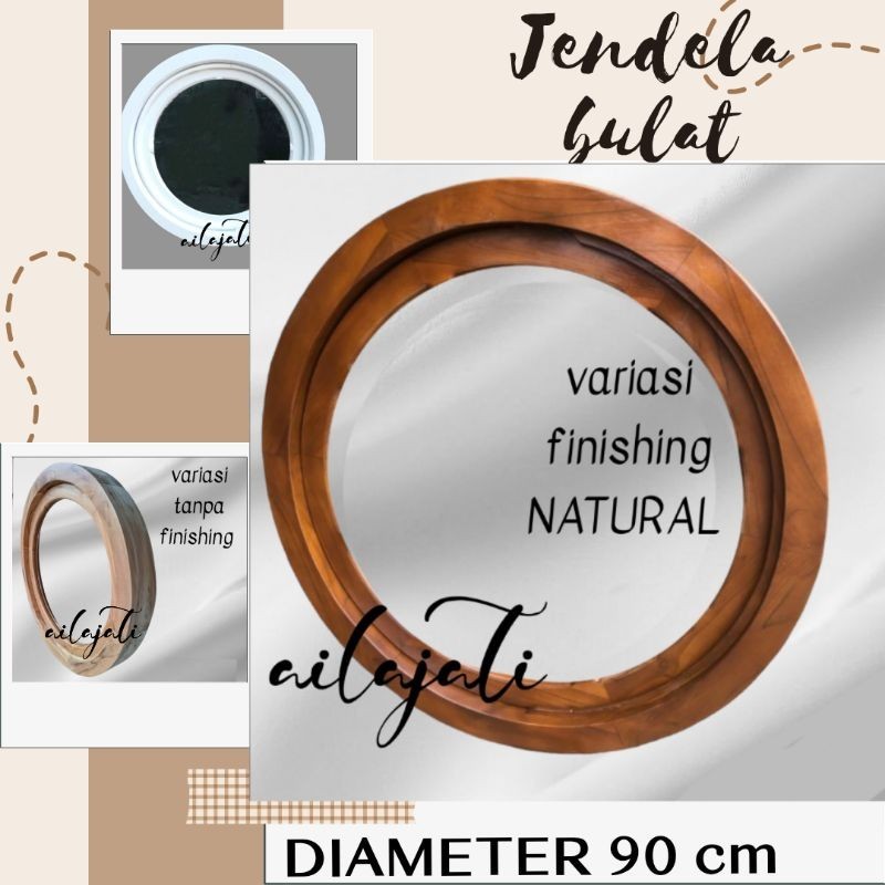 KB_90 cm Jendela Bulat Gaya Eropa Diameter 90 cm Kayu Jati