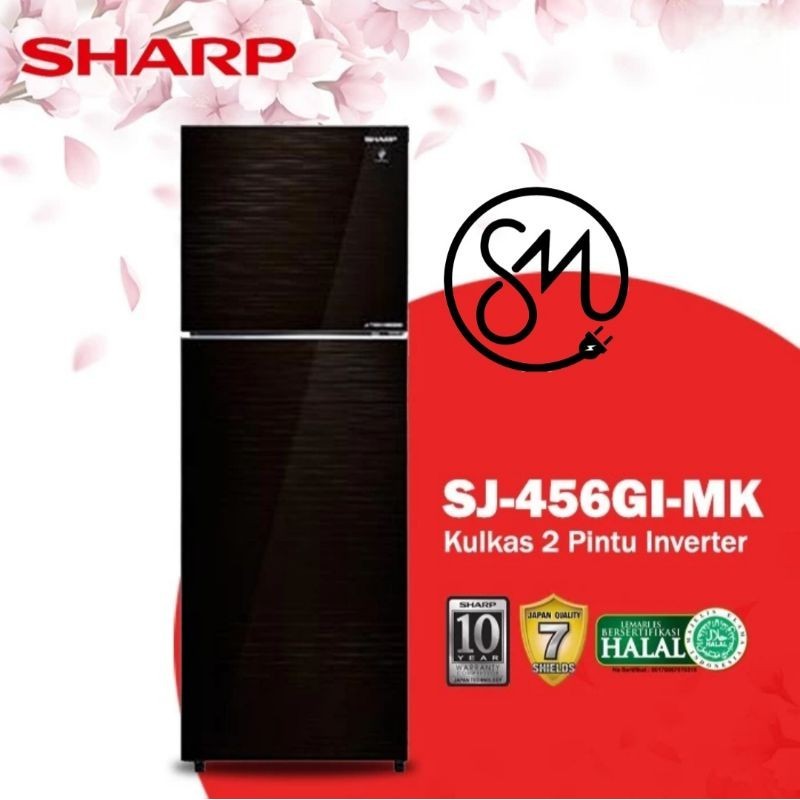 Kulkas Sharp 2 pintu SJ-456GI-MK SJ 456GI MK 329 L Big Kirei Inverter
