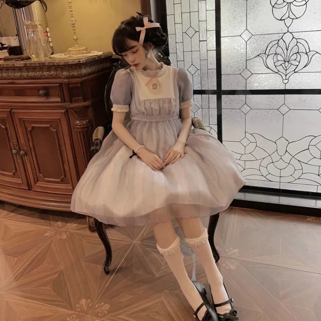 Wind to RoseLolitaShort SleeveOPDress Lolita Dress Cute Retro ElegantloSkirt