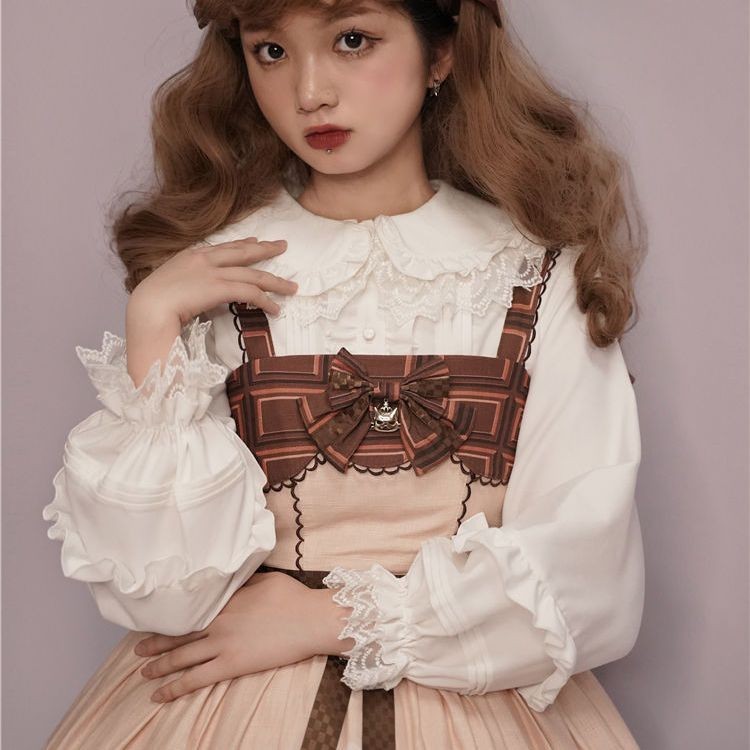 Fleece-Lined Thickened Long Sleeve Doll Collar Lace Puff SleeveLolitaWomen's Lolita Shirt