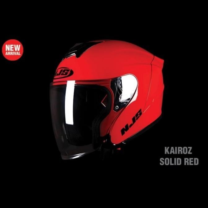 Njs Kairoz Red Glossy Solid | Helm Half Face Merah Glossy Original Sni Arennafreya