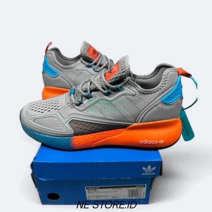 Sepatu Olahraga Sneakers Pria Cowok Adidas Zx 2K Grey Two Signal Cyan Arshakaollshop12