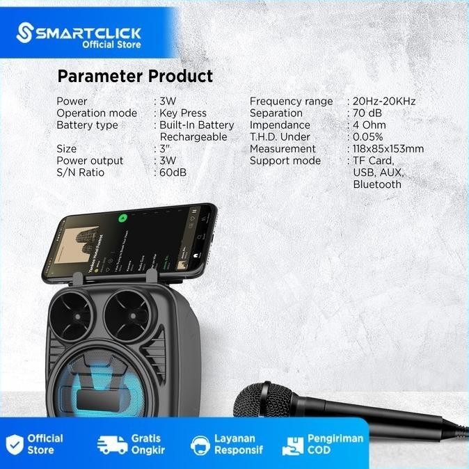 Speaker Portable Bluetooth Led 3 Inches Mobile Phone With Mic