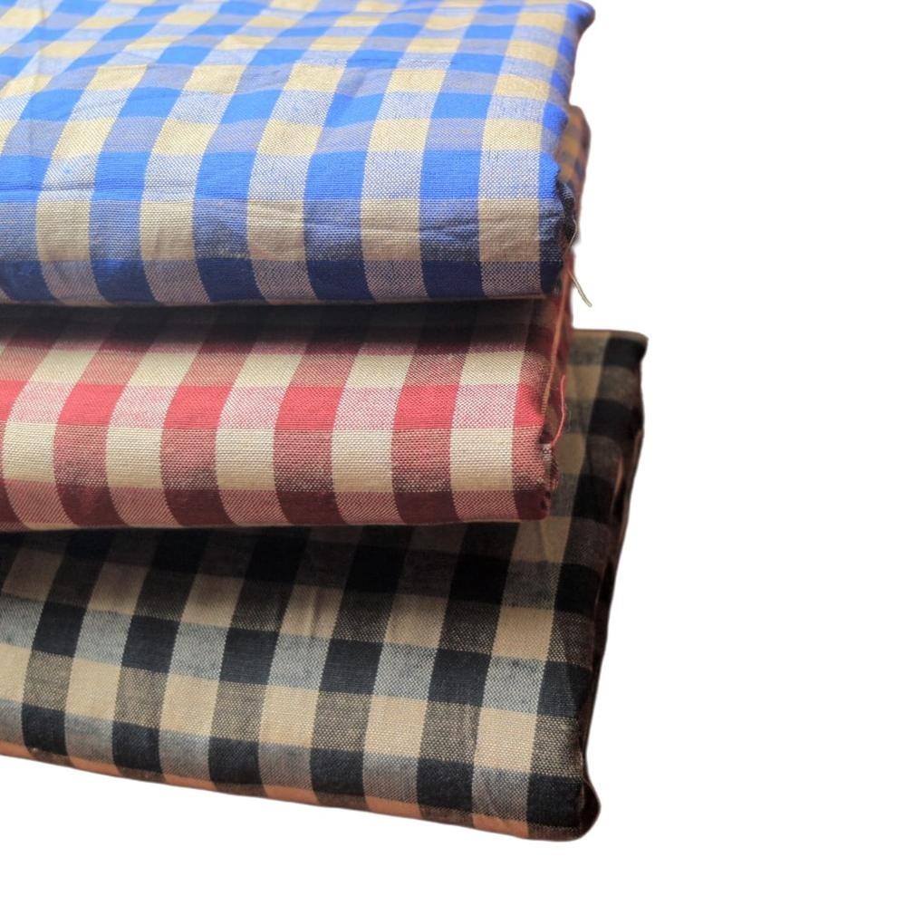 Termurah (Harga 0,5M) Kain Kotak Dasar Brown Katun Semi Linen Kotak Kotak / Plaid / Tartan / Gingham