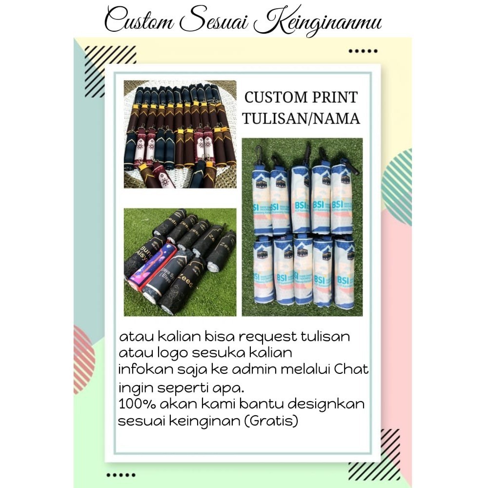 Sajadah Travel Pouch Lipat Portable Sejadah Custom Nama