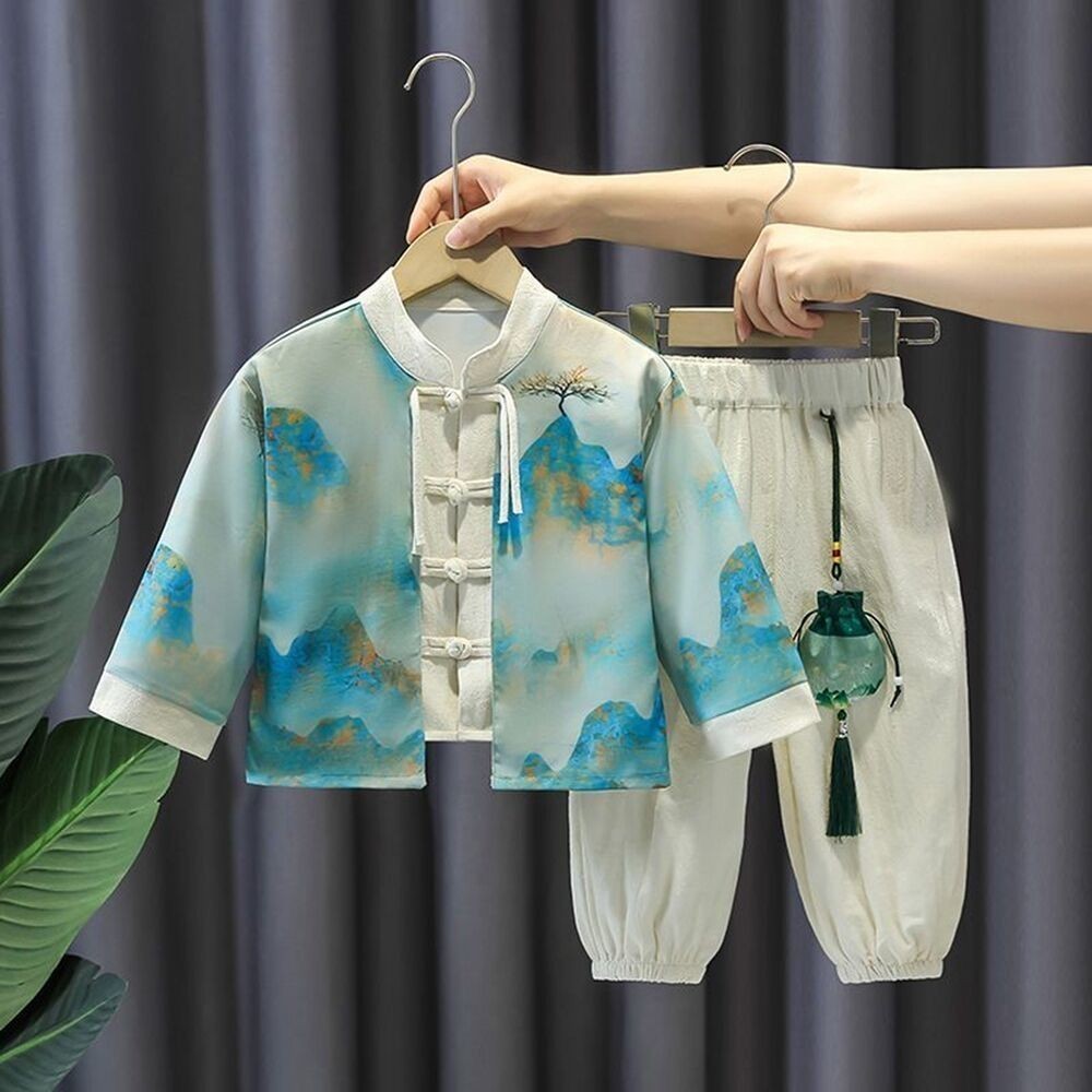 Kostum Kuno Cina, Kostum Tang Cina, Celana Atas, Setelan Gaya China Hanfu Anak Laki-laki