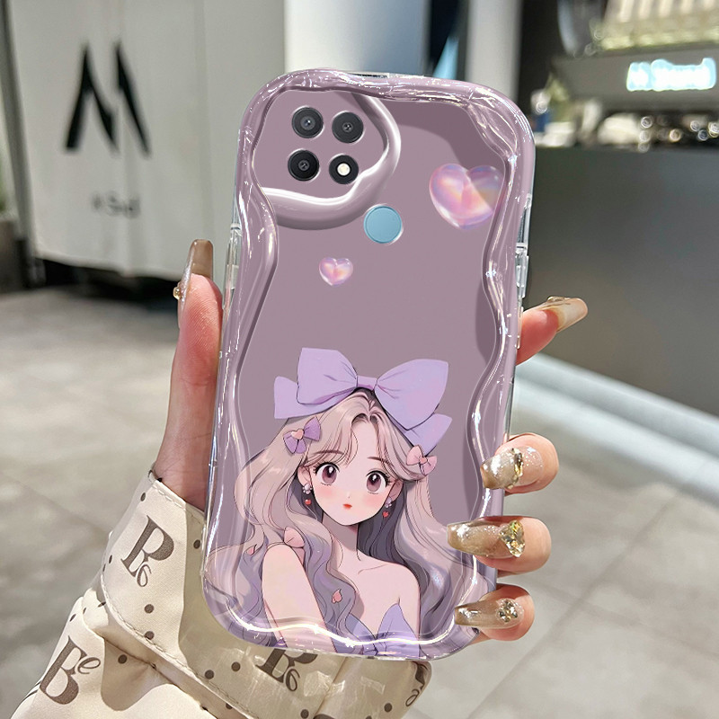 Casing Hp OPPO A15 A15s A35 Case HP ungu pelindung silikon lunak Casing ponsel  Gadis cantik motif K