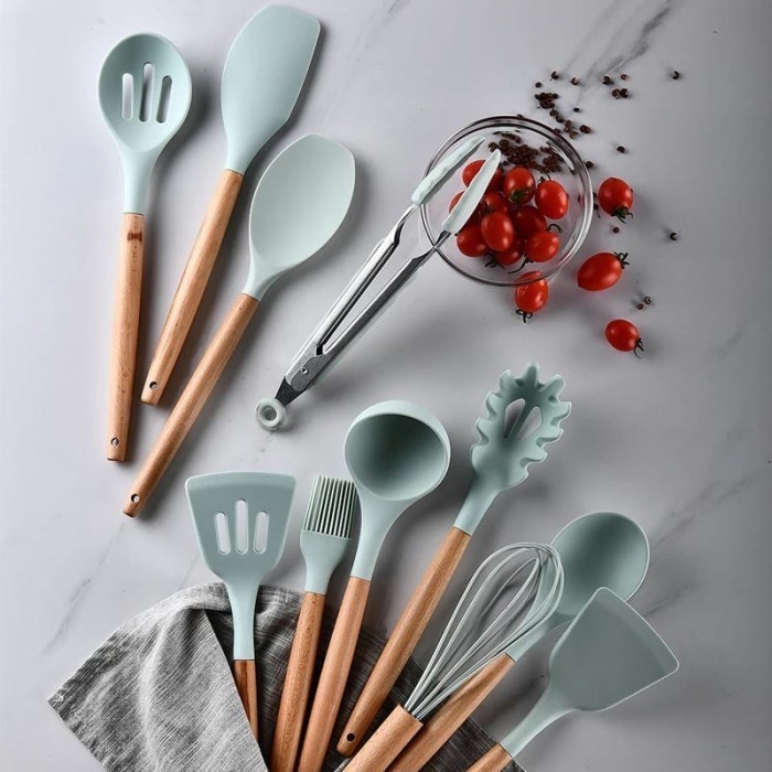 Set Alat Masak Dapur Spatula Set Alat Masak Anti Silicon 9 Pcs
