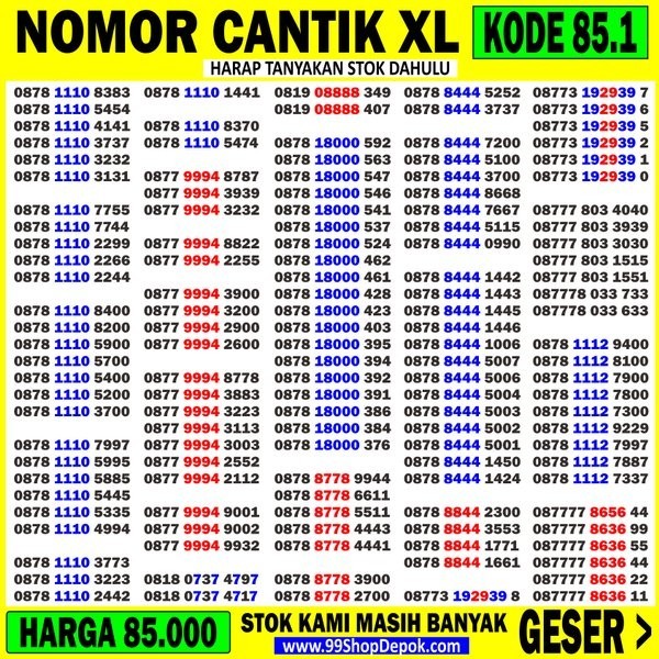 Nomer Cantik Xl Triple