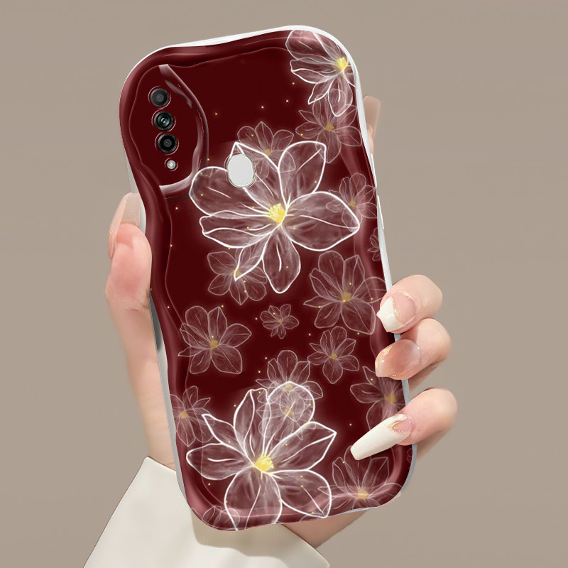 Casing Hp OPPO A31 2020 A8 Case lembut baru Softcase casing ponsel pola Teratai putih HP pelindung s