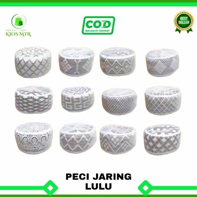 Peci Jaring Lulu Al Bukhari min 1 lusin murah , Kopiah jaring tipis andmipetertu