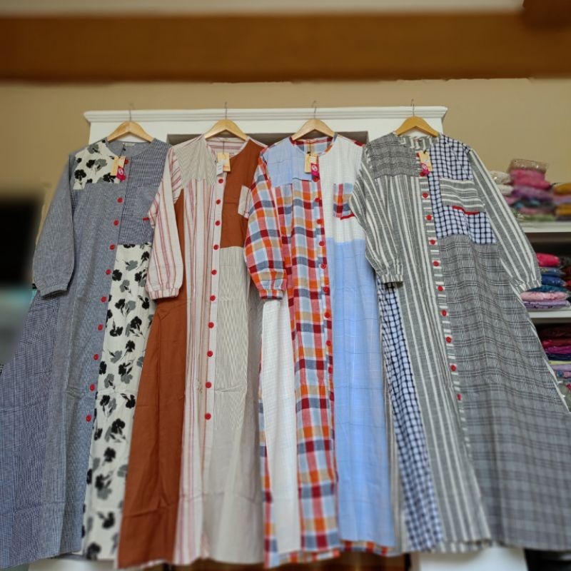 Gamis katun kombinasi Syaina by S-mut kode 1162