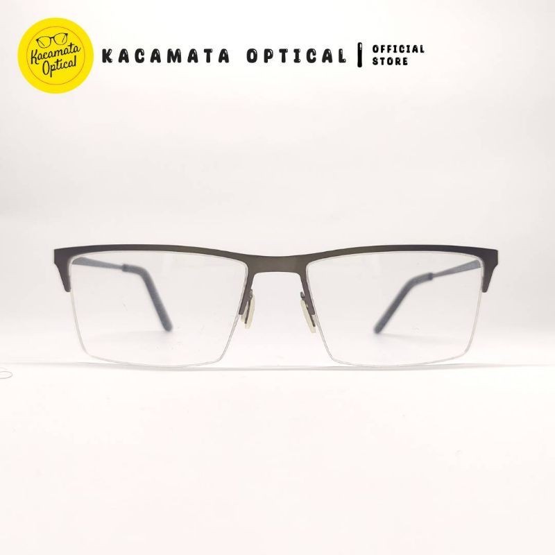 KACAMATA OPTICAL - Frame KMO20318 Half Frame Hitam Besi Plastik