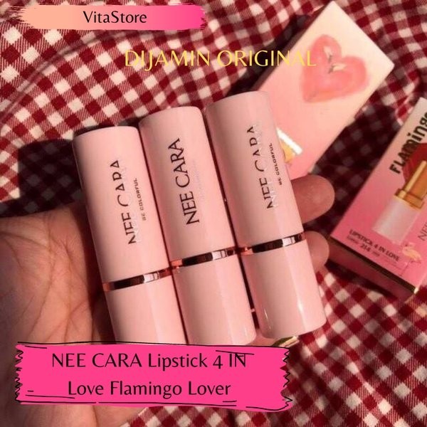ORIGINAL NEE CARA Lipstick 4 IN Love Flamingo Lover .N217 Thailand . Lip Tint - Variasi Satu