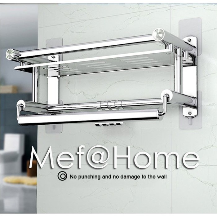 Rak Dinding Dapur Stainless Sendok Tempat Bumbu Model Tempel