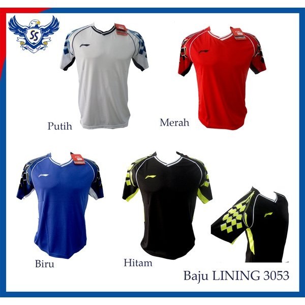 Baju Badminton LiNing Import 3053 Kaos Badminton LiNing LOGO BORDIR