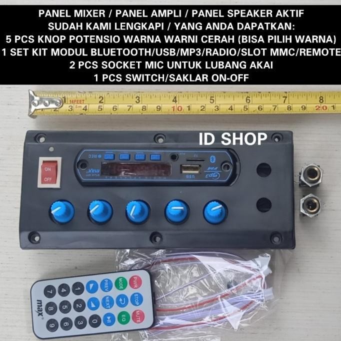 Panel Speaker Aktif Kit Modul USB Bluetooth Mp3 Knob Warna Soket MIC