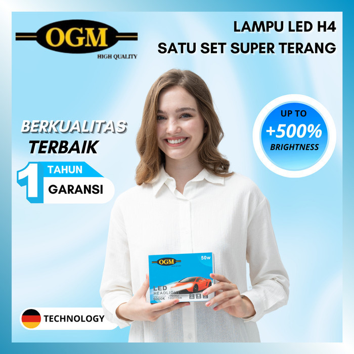 Terlaris Lampu Mobil Led Ogm H4 6000K 10.000 Lumens Sepasang Super Terang
