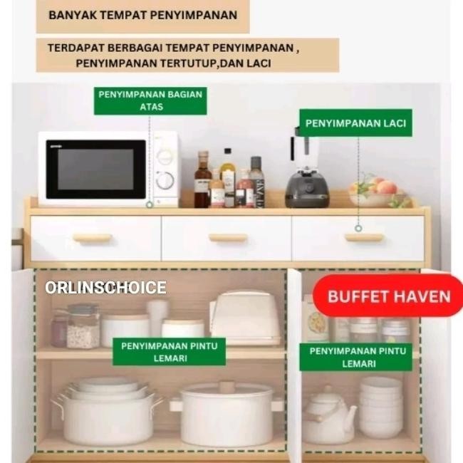 Hemat Meja Rak Dapur Modern Buffet Dapur Serbaguna Rak Dapur Aesthetic Heldotara
