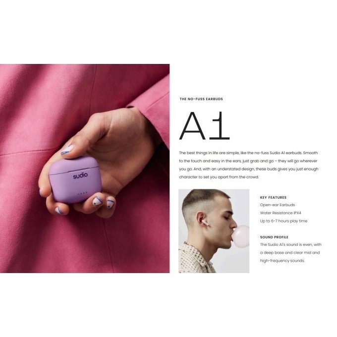 Sudio A1 A 1 Tws True Wireless Bluetooth Open-Ear Earbuds Earphones Menjanjikanshop