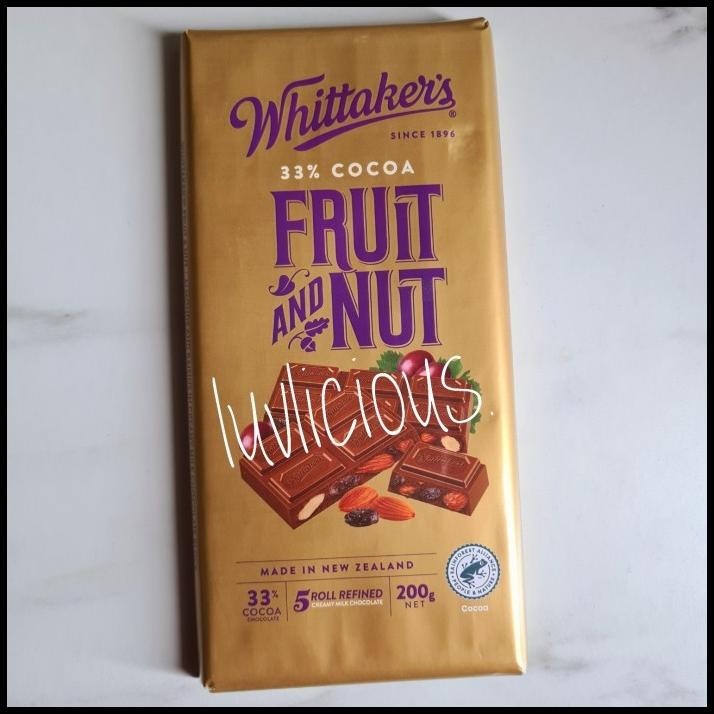 

Whittaker Whittakers Whittaker'S Fruit And Nut Chocolate Coklat Cocoa