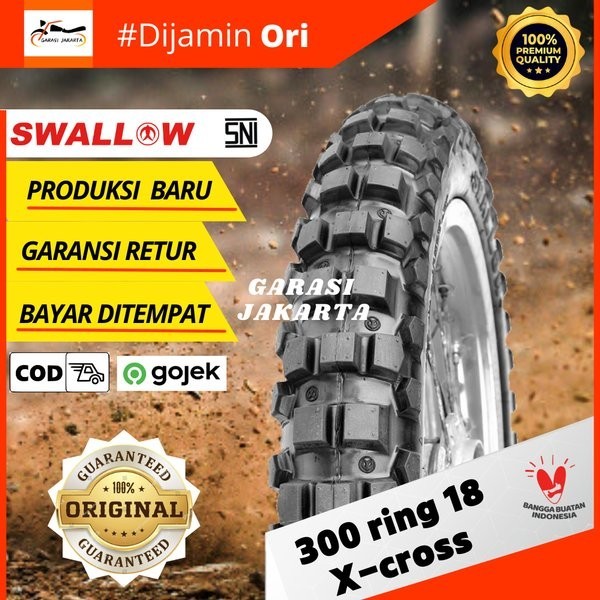 BAN LUAR MOTOR CROSS SWALLOW 300-18 RING 18 X CROSS SWALLOW