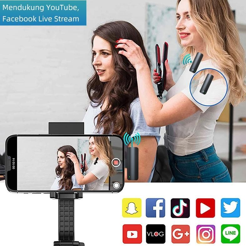 MIKROFON NIRKABEL LAVALIER UNTUK IPHONE/ANDROID MIKROFON MINI KERAH PEREKAMAN VIDEO IPAD UNTUK WAWAN