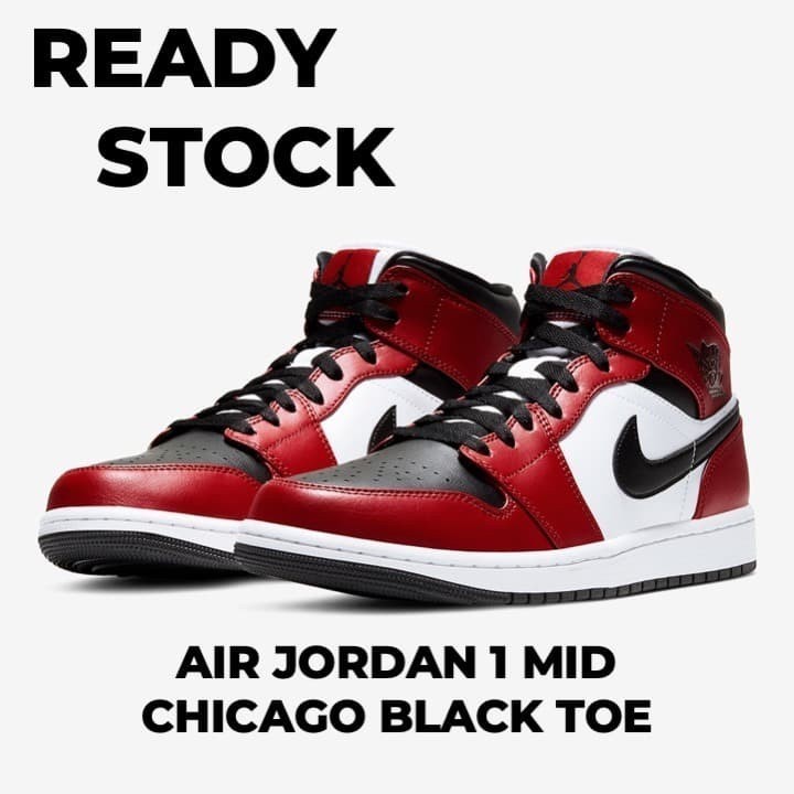 Nike Air Jordan 1 Mid Chicago Black Toe