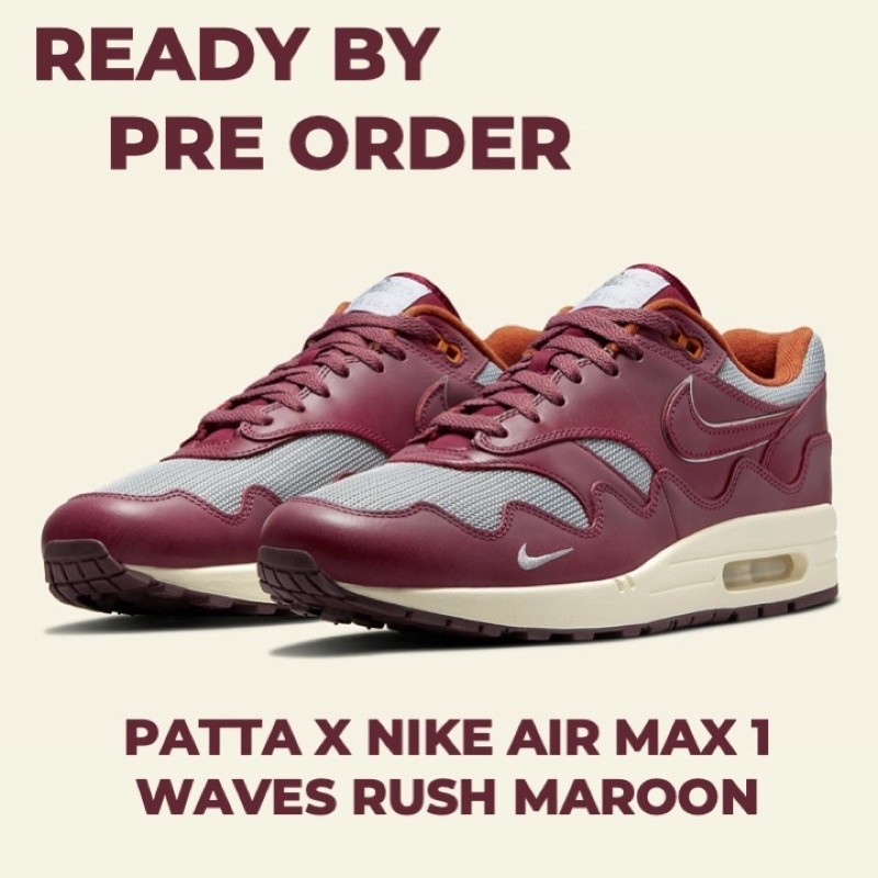 Patta x Nike Air Max 1 Waves Rush Maroon