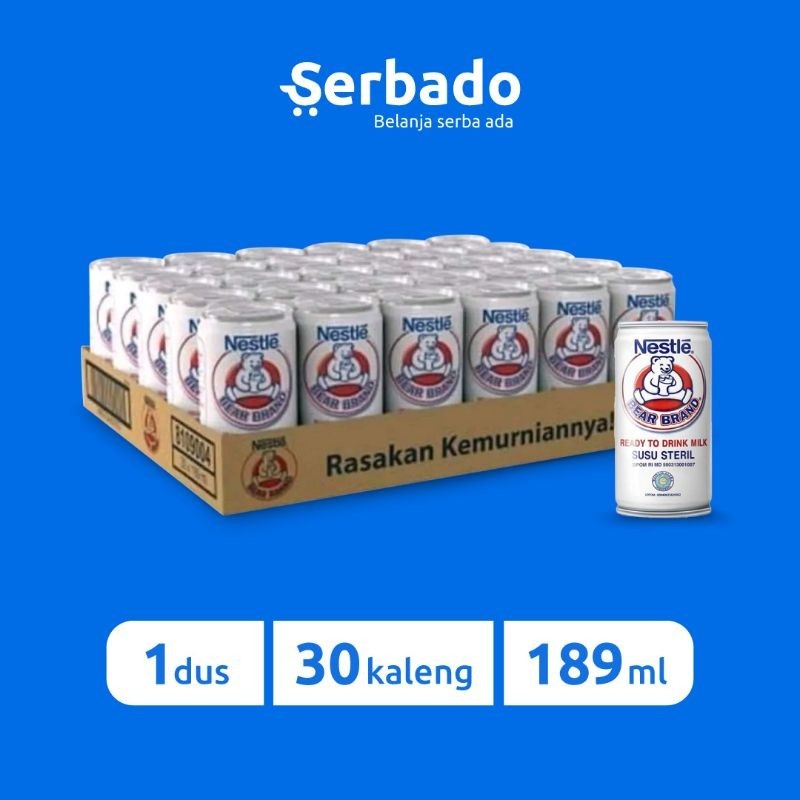 

Bear Brand Susu Kaleng Susu Beruang Susu Steril 189ml 1 Dus (Isi 30 Kaleng)