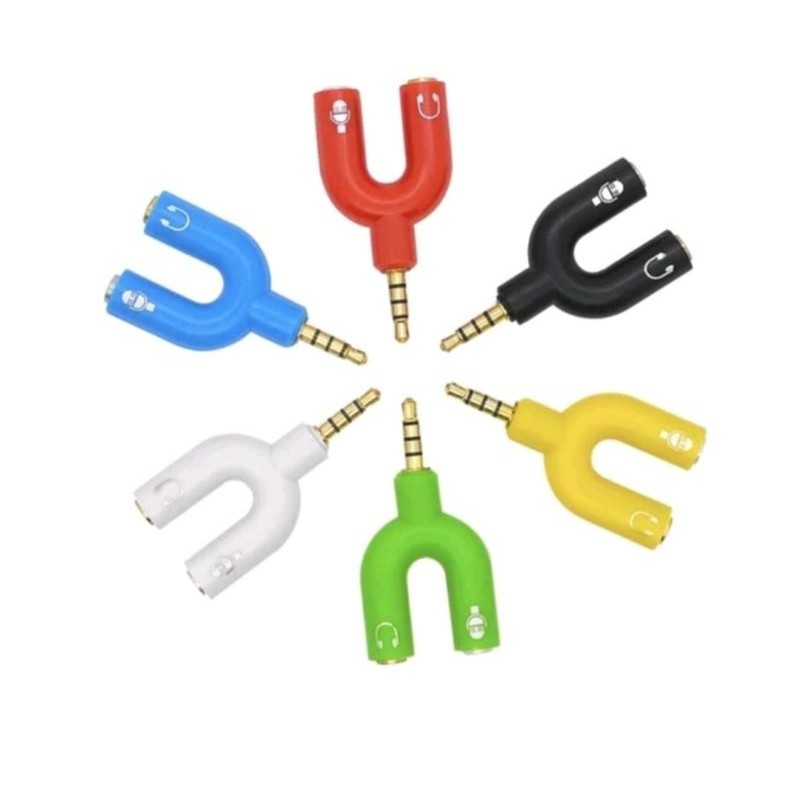 Splitter U / Y 2 in 1  Sambungan Headset Splitter Mic Audio mic Music