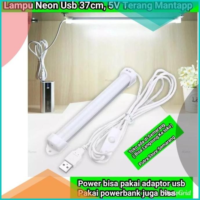 Lampu Neon Usb Panjang 37 cm Lampu Usb Lampu Belajar Neon Portable 19F