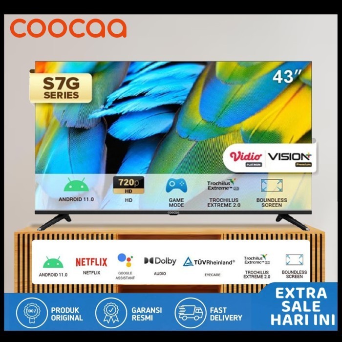 Promo Coocaa 43 Inch Android Tv 43S7G Android 11 - Garansi Resmi .